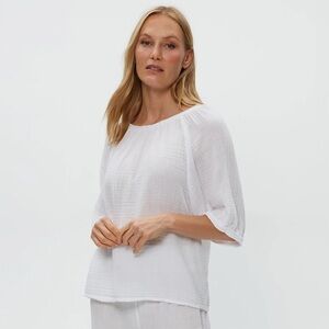 Michael Stars Jane Puff Sleeve Top in White Size XS